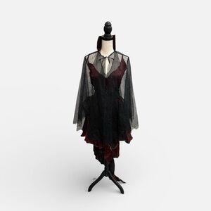 Vampire Disguise Asymmetrical Dress in Black and Red